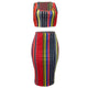 Colorful Stripped Vest and Under-Knee Skirt #Stripe #Two Piece SA-BLL282471 Sexy Clubwear and Skirt Sets by Sexy Affordable Clothing