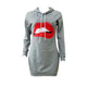 Red Lips Sexy Mini Hooded Dress With Pocket #Hooded SA-BLL27666 Fashion Dresses and Mini Dresses by Sexy Affordable Clothing