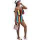 Rainbow Stripe Loose Fashion 2 Piece Se #Two Piece #Striped #Off The Shoulder SA-BLL282734 Sexy Clubwear and Pant Sets by Sexy Affordable Clothing