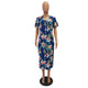 Short Sleeve Flower Printed V-Neck Shirt Dress #V Neck #Short Sleeve #Printed SA-BLL51493-2 Fashion Dresses and Maxi Dresses by Sexy Affordable Clothing