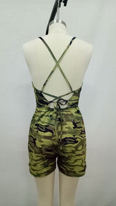 Camouflage Green Straps Curvy Rompers #Camo #Straps SA-BLL55544 Women's Clothes and Jumpsuits & Rompers by Sexy Affordable Clothing