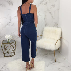 Wide Straps Denim Jumpsuit #Jumpsuit #Sling SA-BLL55428-1 Women's Clothes and Jumpsuits & Rompers by Sexy Affordable Clothing