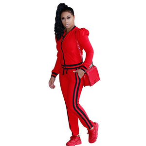 Leisure Round Neck Zipper Design Cotton Two-piece Pants Set #Red #Two Piece Set SA-BLL2096-1 Sexy Clubwear and Pant Sets by Sexy Affordable Clothing