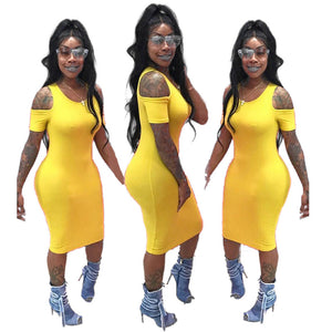 Off-Shoulder Midi Dress #Yellow #Off-Shoulder SA-BLL36224-3 Fashion Dresses and Midi Dress by Sexy Affordable Clothing