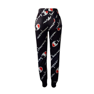 Women Loose Printing Sports Joggers #Black SA-BLL435-2 Women's Clothes and Pants and Shorts by Sexy Affordable Clothing