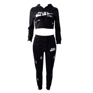 Classic Letters Printing Self-Cultivation Tracksuits #Two Piece SA-BLL27683-1 Sexy Clubwear and Pant Sets by Sexy Affordable Clothing