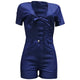 Sexy V Neck Blue Denim One-piece Romper #Denim SA-BLL55504 Women's Clothes and Jumpsuits & Rompers by Sexy Affordable Clothing