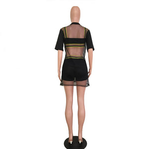 Third Wheel 3 Piece Set - Black #Black #Deep V #Striped Trim SA-BLL282673-1 Sexy Clubwear and Pant Sets by Sexy Affordable Clothing