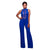 Monyetta Royal-Blue Mesh Accent Belted Jumpsuit #Blue #Jumpsuits SA-BLL55343-1 Women's Clothes and Jumpsuits & Rompers by Sexy Affordable Clothing