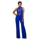 Monyetta Royal-Blue Mesh Accent Belted Jumpsuit #Blue #Jumpsuits SA-BLL55343-1 Women's Clothes and Jumpsuits & Rompers by Sexy Affordable Clothing