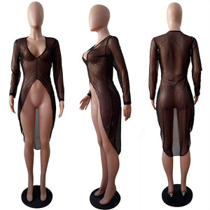 Semi-Transparent Mesh Yarn Skirt Maxi Blouse #Black SA-BLL434-1 Women's Clothes and Women's T-Shirts by Sexy Affordable Clothing