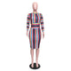 Colorful Striped Stand CollarMid Dress #Long Sleeve #Striped #Print SA-BLL36264 Fashion Dresses and Midi Dress by Sexy Affordable Clothing