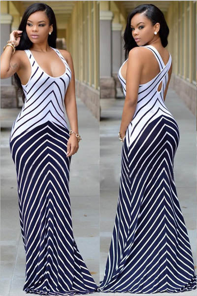 Acacia White Navy Stripes Maxi Dress – SEXY AFFORDABLE CLOTHING