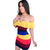 Rainbow Striped Flounce Off Shoulder Bodycon Dress #Off The Shoulder SA-BLL282624 Fashion Dresses and Mini Dresses by Sexy Affordable Clothing