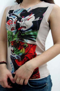 Kabuki - Tattoo Sleeveless T-shirt  SA-BLL9828 Women's Clothes and Women's T-Shirts by Sexy Affordable Clothing