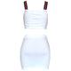 Sleeveless Square Neck Zipper Crop Top & Mini Skirt Set #White #Two Pieces #Sleeveless #Zipper SA-BLL282586 Sexy Clubwear and Pant Sets by Sexy Affordable Clothing