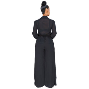 Long Sleeve Chiffon Solid Color High Waist Jumpsuit #Long Sleeve #High Waist #Chiffon SA-BLL55622 Women's Clothes and Jumpsuits & Rompers by Sexy Affordable Clothing