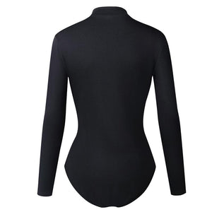 Black Long Sleeve Round Neck Bodysuit #Black #Bodysuit SA-BLL8021 Women's Clothes and Bodysuits by Sexy Affordable Clothing