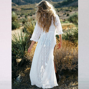 Salton Kafan #Lace #White #V Neck SA-BLL38506 Sexy Swimwear and Cover-Ups & Beach Dresses by Sexy Affordable Clothing