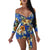 Sexy Sweetheart Flower Print Rompers #V Neck #Print #Three Quarters SA-BLL55473 Women's Clothes and Jumpsuits & Rompers by Sexy Affordable Clothing