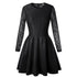 Fashion Black Lace Long Sleeves Short Party Dress #Black #Pleated