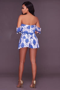 High Collar Blue and White Tassel Play Set  SA-BLL28214-1 Sexy Clubwear and Pant Sets by Sexy Affordable Clothing
