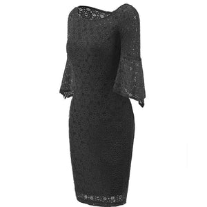 Hollow Out Plain Lace Bell Sleeve Bodycon Dress #Bodycon Dress #Black #Lace Dress SA-BLL2037-2 Fashion Dresses and Bodycon Dresses by Sexy Affordable Clothing