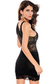 Allover Lace Strappy Fitted Cup Bodycon Dress Black
