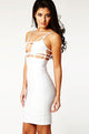 White Tightfitting Hollow out Knee Length Bandage Dress