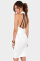 Seductress Bodycon Halter Midi Dress with Cut-out in White