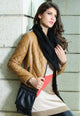 Stylish Khaki Collarless Quilted PU Womens Jacket