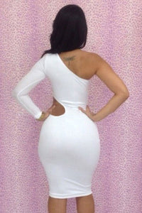 White One-shoulder Cutout Club Bodycon Dress