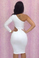 White One-shoulder Cutout Club Bodycon Dress