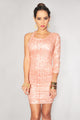 Pink Sequined Single 3/4 Sleeve Dress