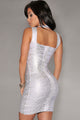 New Fashion Silver Foil Print Bandage Dress Celebrity Style