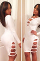 White Sexy Cut-Out Long Sleeves Party Bodycon Dress