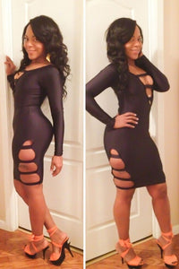 Black Sexy Cut-Out Long Sleeves Party Bodycon Dress