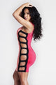 Pink Sexy Provocative Strappy Cut out Bodycon Dress