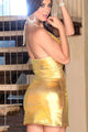 Gold Sequin Cup Party Mini Club Dress