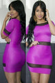 Purple Mesh Spice Club Bodycon Dress