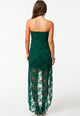 Green Bandeau Lace Evening Dress
