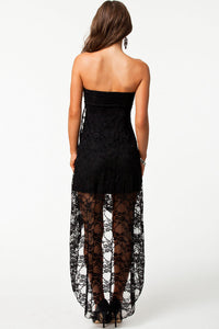 Black Bandeau Lace Evening Dress