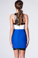 Cobalt Blue Leatherette Spliced Bodycon Dress