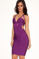 Purple Textured Cutout Bandage Dress
