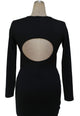 Black Geometric Black Stretch Mesh Club Dress