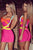 Hot Pink Blue Yellow Criss Cross Bandage Dress