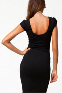 Black Sexy Lace Contrast Cocktail Party Evening Bodycon Dress