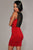 Red Bodycon Drees With Mesh And Faux leather Trim