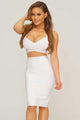 White Two-piece Bandage Cropped Top Skirt Set
