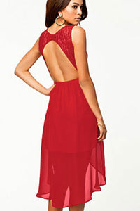 Red Lace Long Evening Dress